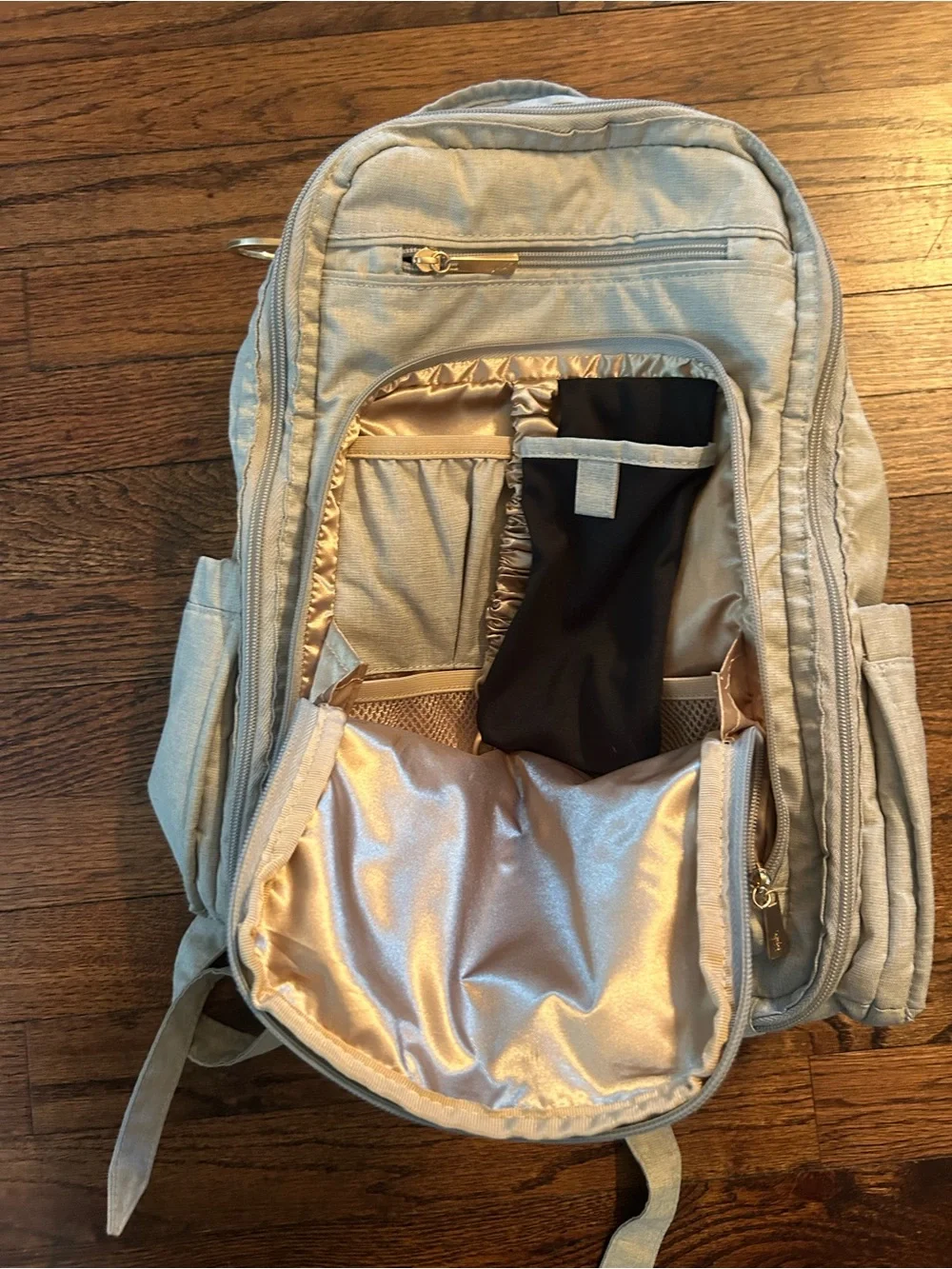 Ju-Ju-Be Gray Convertible Baby Bag Backpack with Rose Gold Hardware